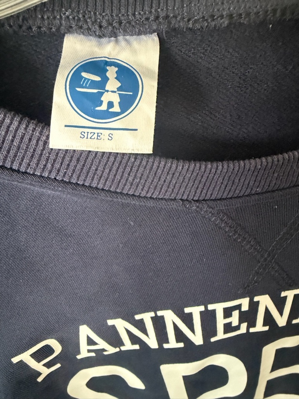 AMSTERDAM DUTCH QUOTE: RARE Women's Navy Crewneck Sweatshirt with White Graphic - Picture 5 of 5